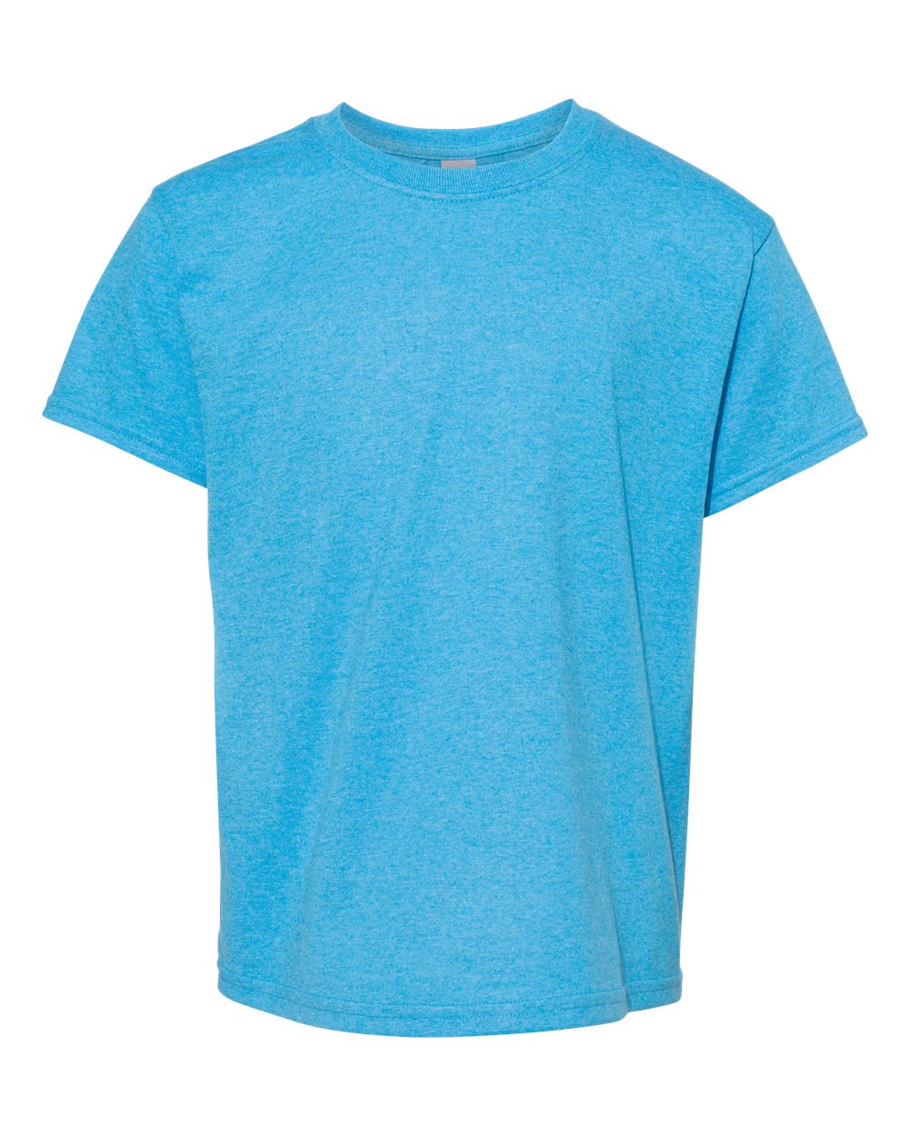 Front View of Heather Sapphire Heavy Cotton™ Youth T-Shirt - 5000B