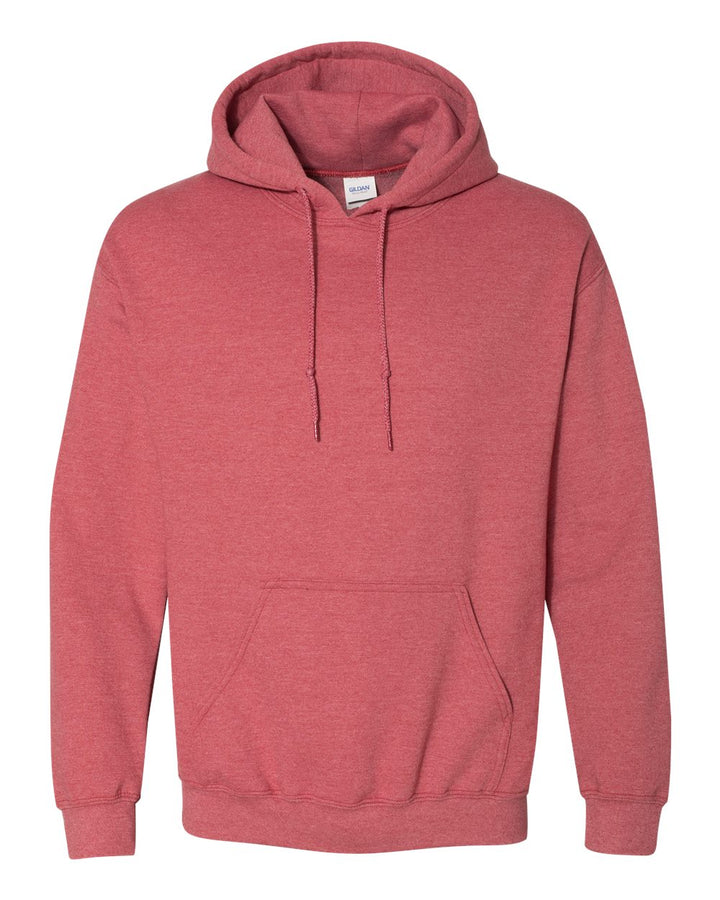 Front View of Heather Scarlet Red Heavy Blend™ Hooded Sweatshirt - 18500