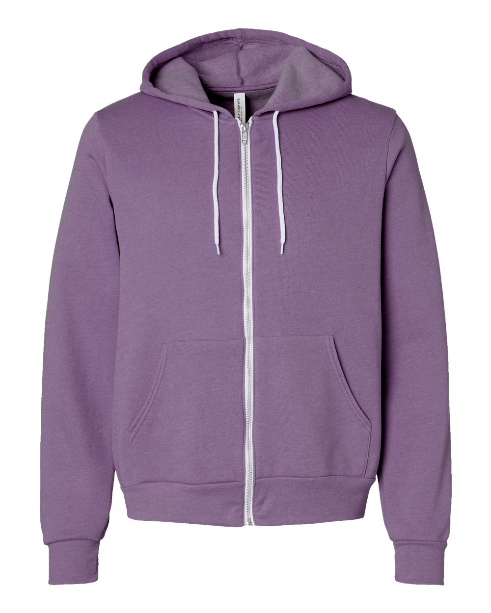 Front View of Heather Team Purple Sponge Fleece Full-Zip Hoodie - 3739