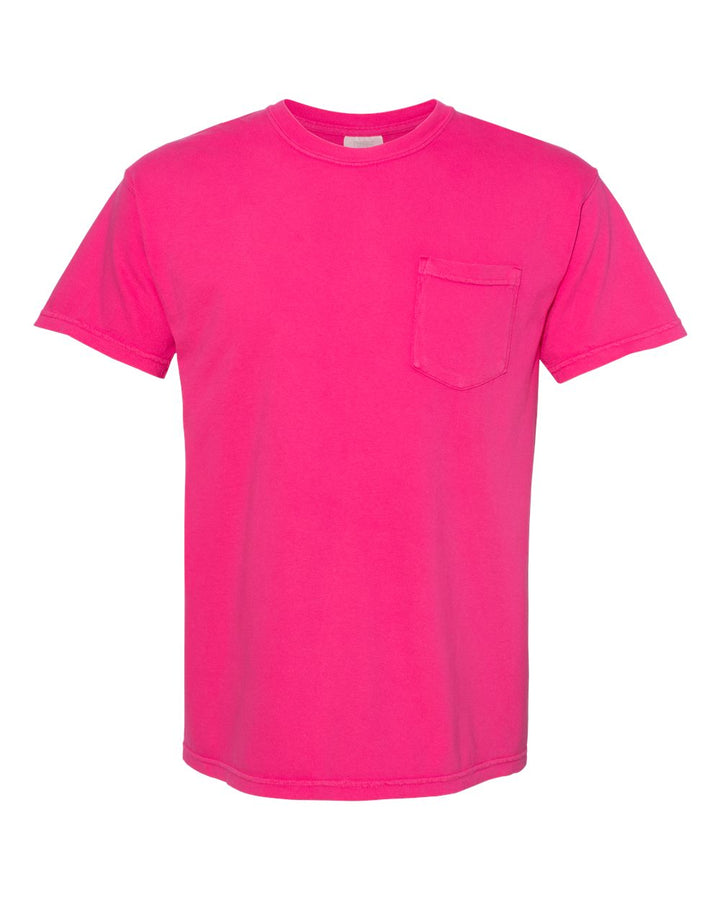 Front View of Heliconia Garment-Dyed Heavyweight Pocket T-Shirt - 6030