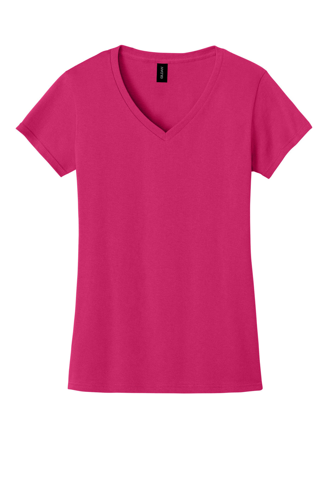 Front View of Heliconia Gildan Women's Heavy Cotton 100% Cotton V-Neck T-Shirt. 5V00L