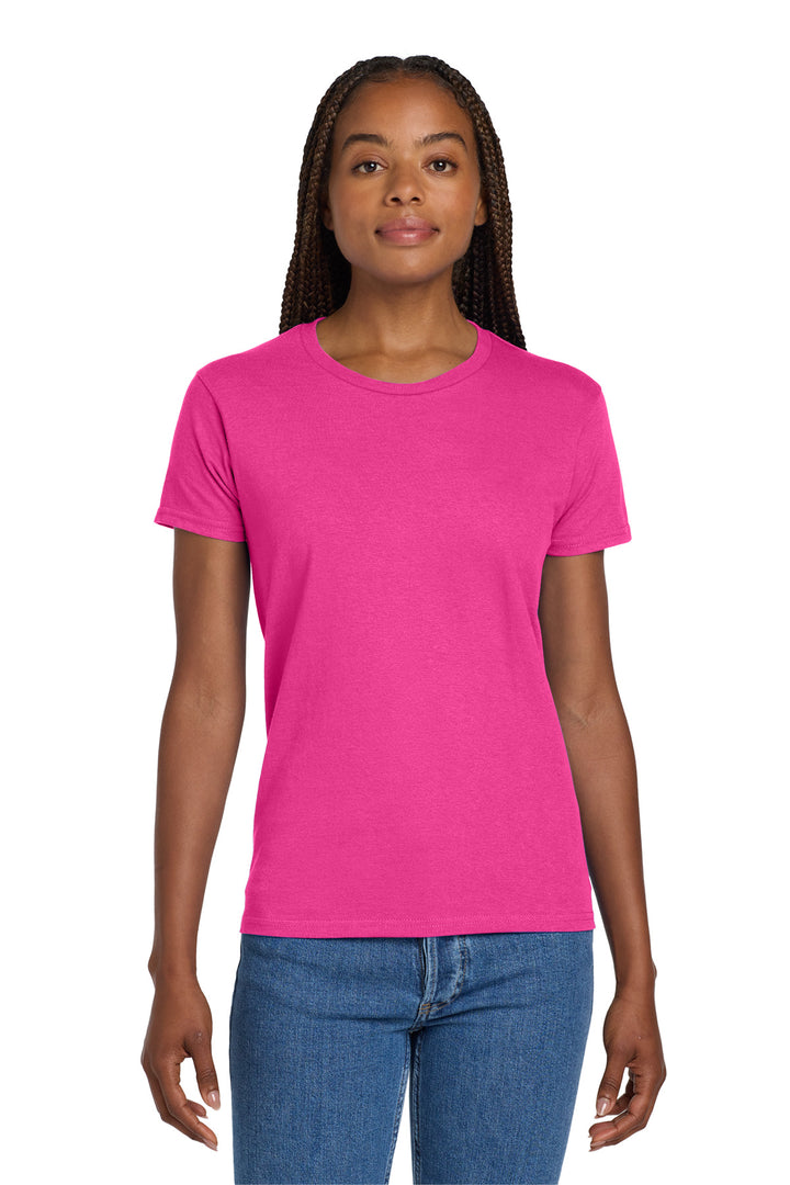 Front View of Heliconia Gildan Women's Ultra Cotton 100% US Cotton T-Shirt. 2000L