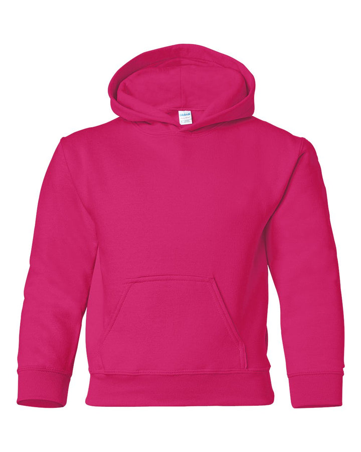 Front View of Heliconia Heavy Blend™ Youth Hooded Sweatshirt - 18500B