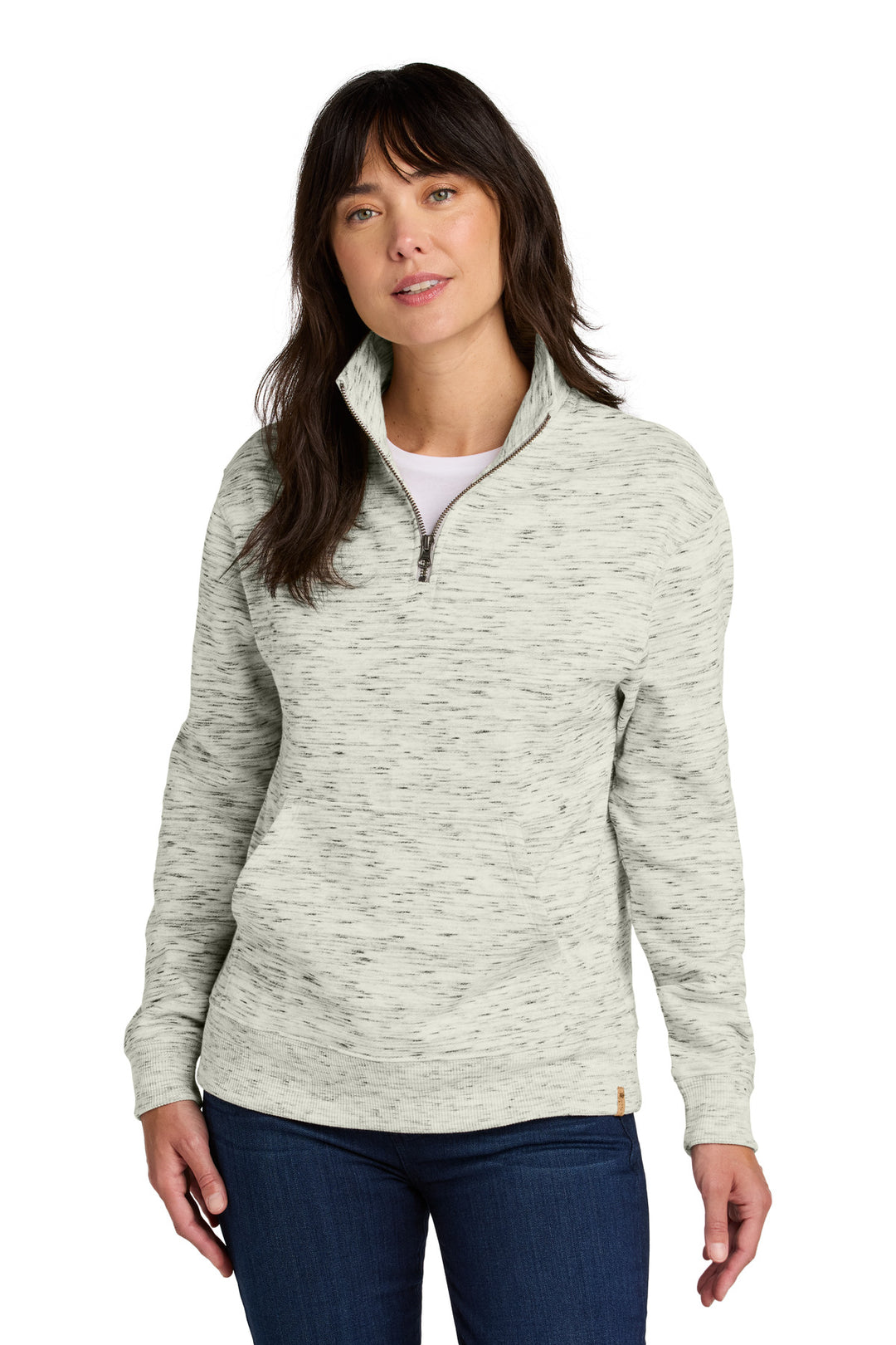 Front View of HiRsGSpcDy tentree Women's Space Dye Fleece 1/4-Zip TTCW6108