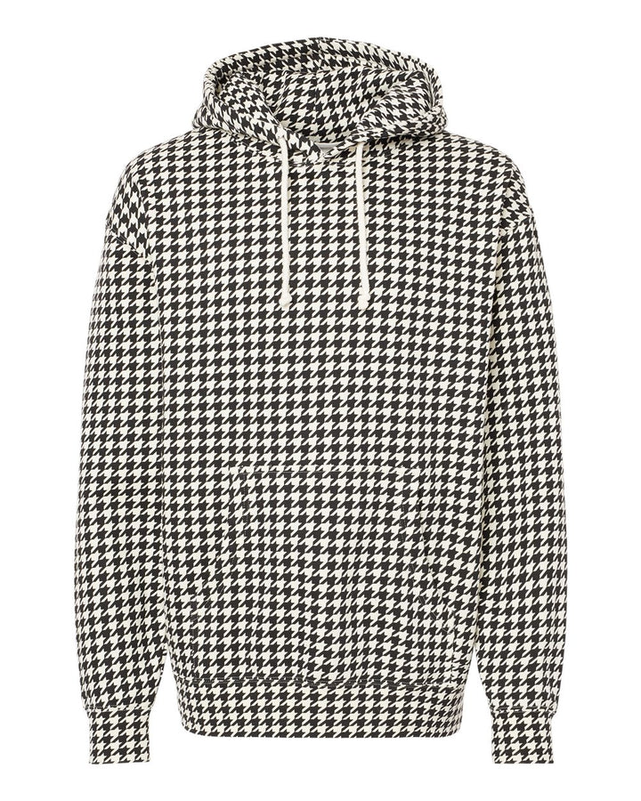 Front View of Houndstooth Heavyweight Hooded Sweatshirt - IND4000