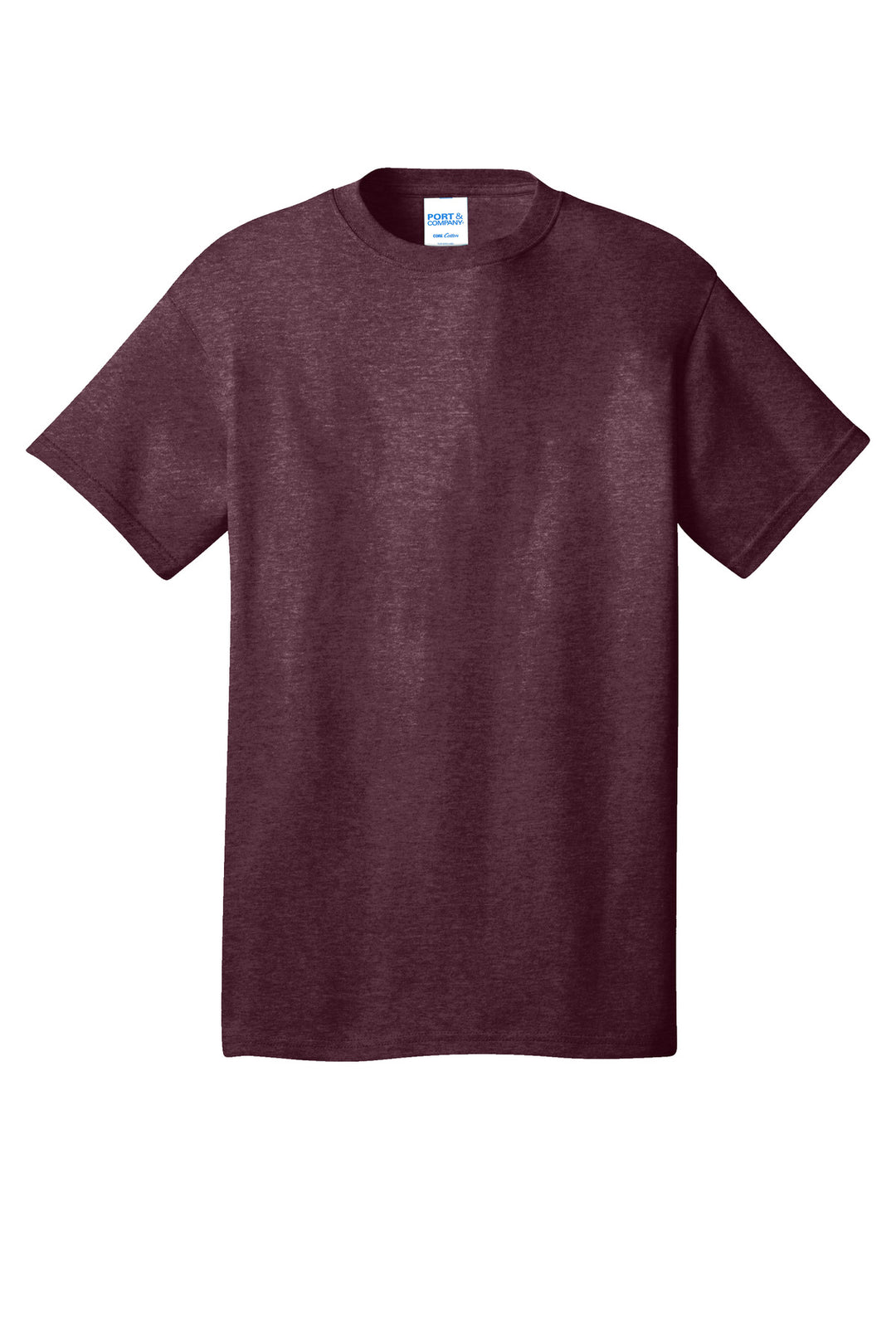 Front View of Hthr Ath Mroon Port & Company - Core Cotton Tee. PC54