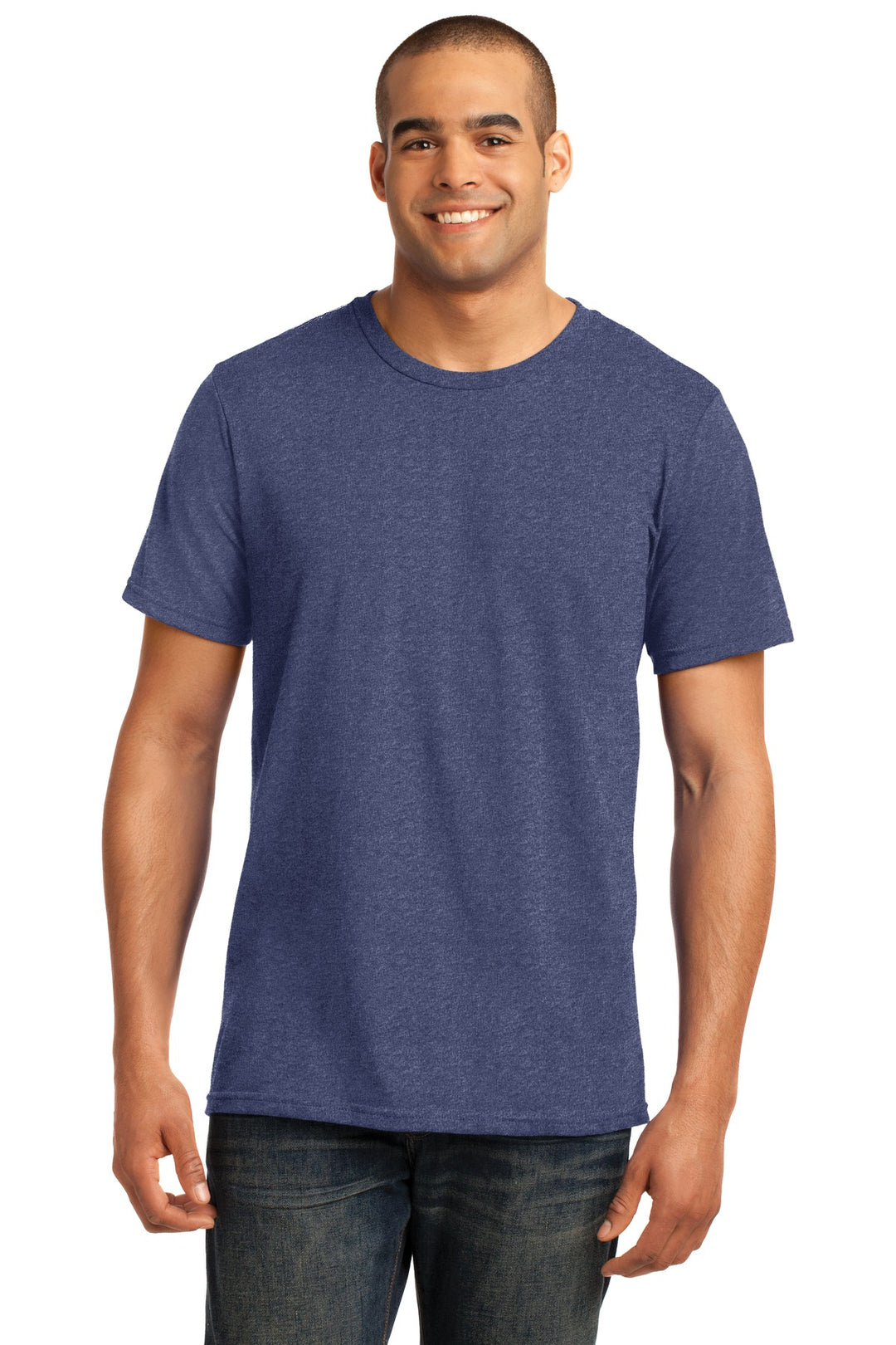 Front View of Hthr Blue Gildan 100% Ring Spun Cotton T-Shirt. 980