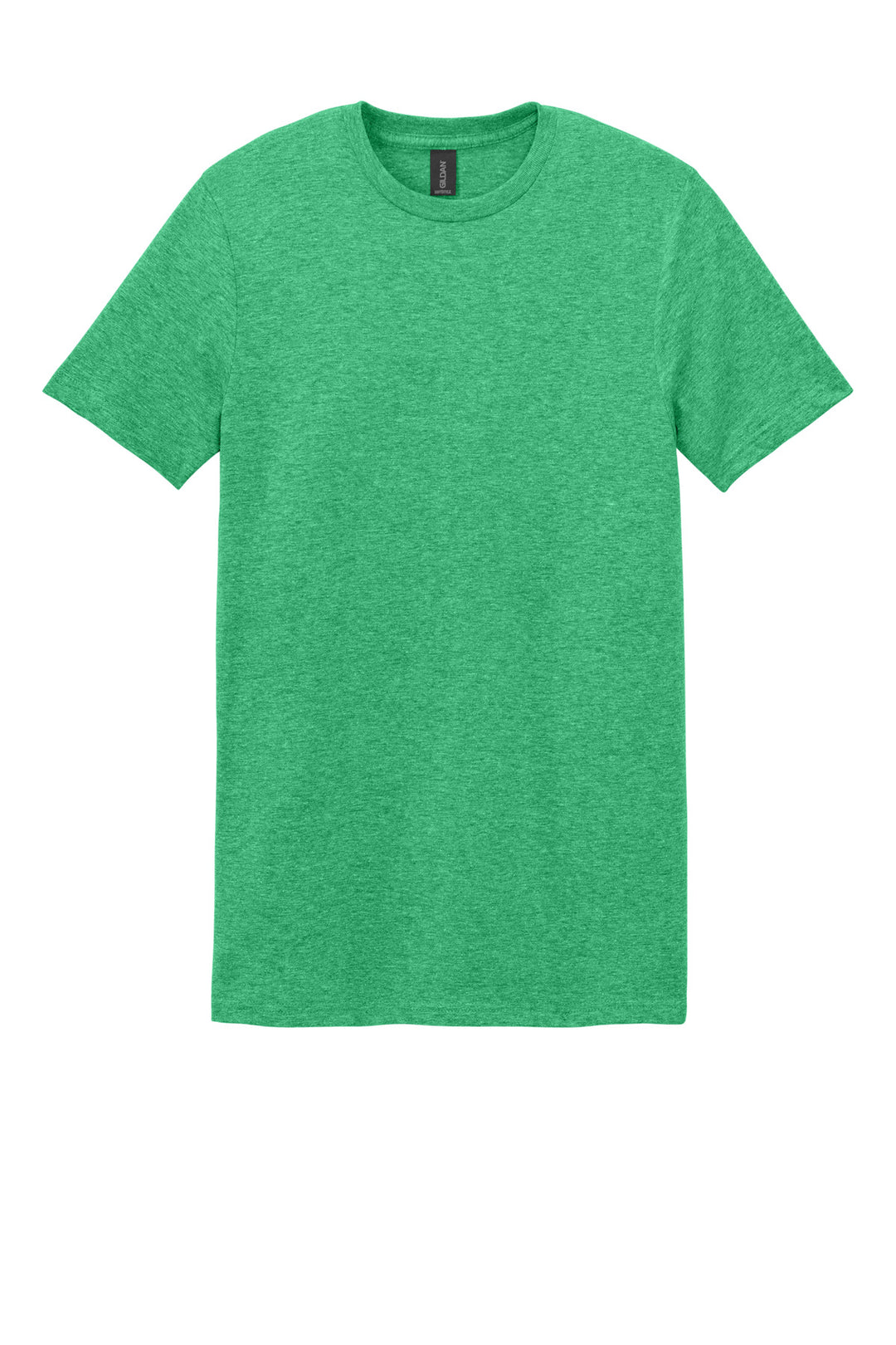 Front View of Hthr Irish Grn Gildan Softstyle T-Shirt. 64000