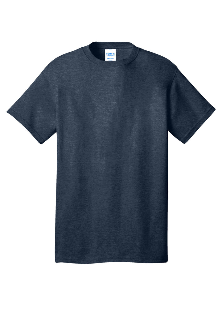 Front View of Hthr Navy Port & Company - Core Cotton Tee. PC54