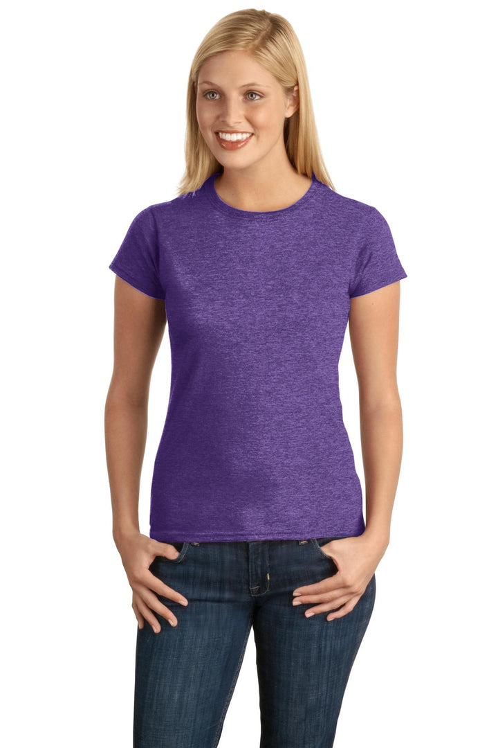 Front View of Hthr Purple Gildan Softstyle Women's T-Shirt. 64000L