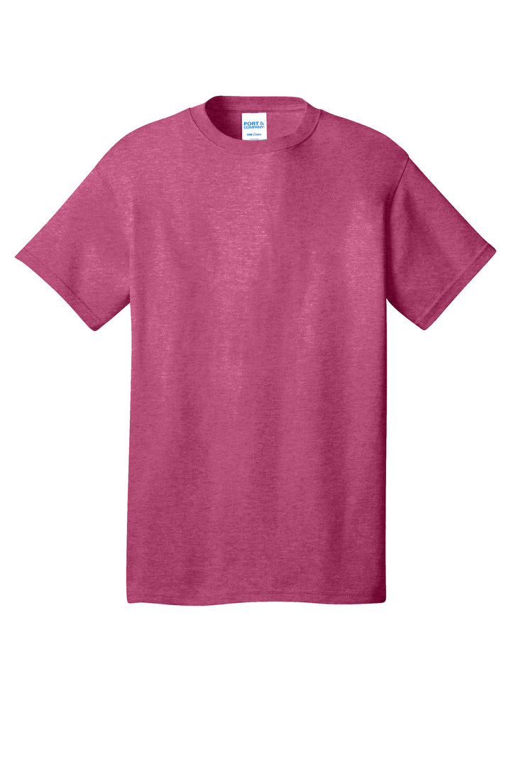 Front View of Hthr Sangria Port & Company - Core Cotton Tee. PC54
