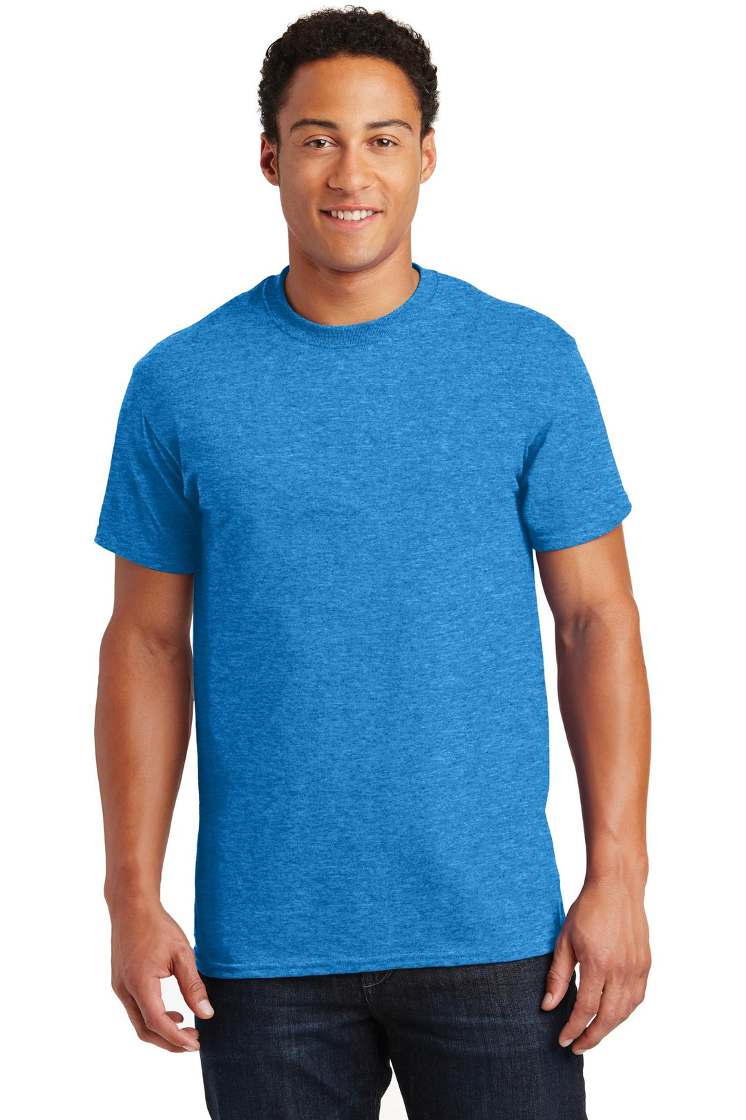 Front View of Hthr Sapphire Gildan - Ultra Cotton 100% US Cotton T-Shirt. 2000