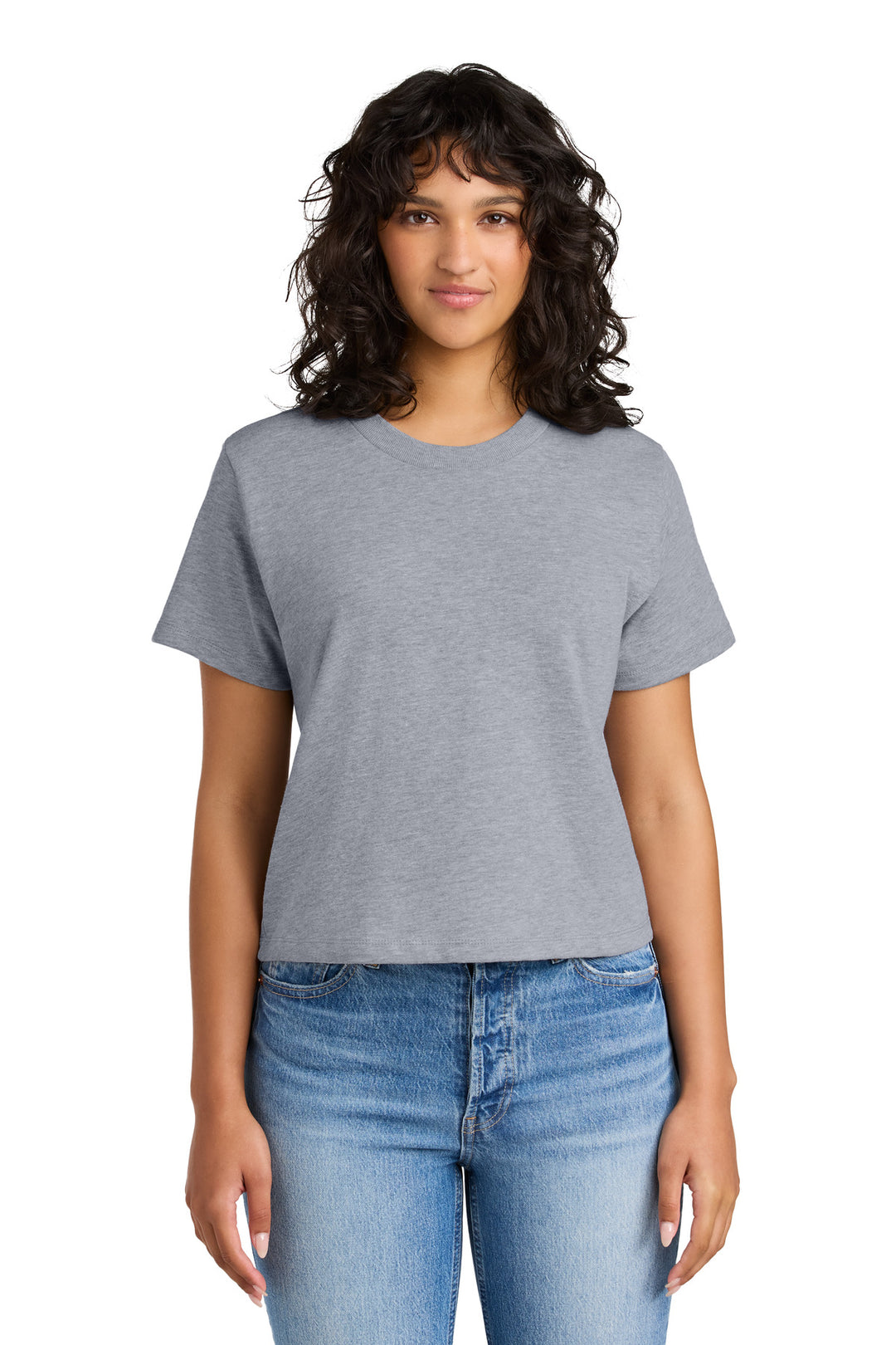 Front View of HthrGray Next Level Apparel Women's Heavyweight Boxy Tee NL7610