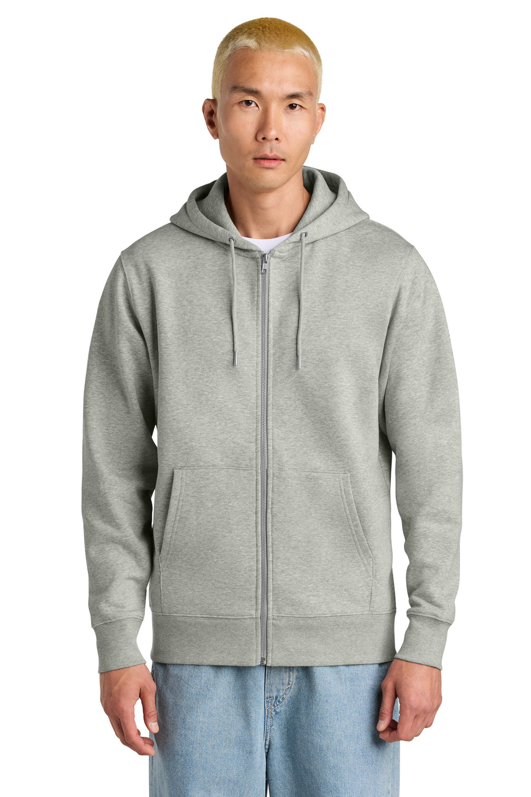 Front View of HthrGrey Stanley/Stella Unisex Cultivator 2.0 Full-Zip Hooded Sweatshirt SXU005