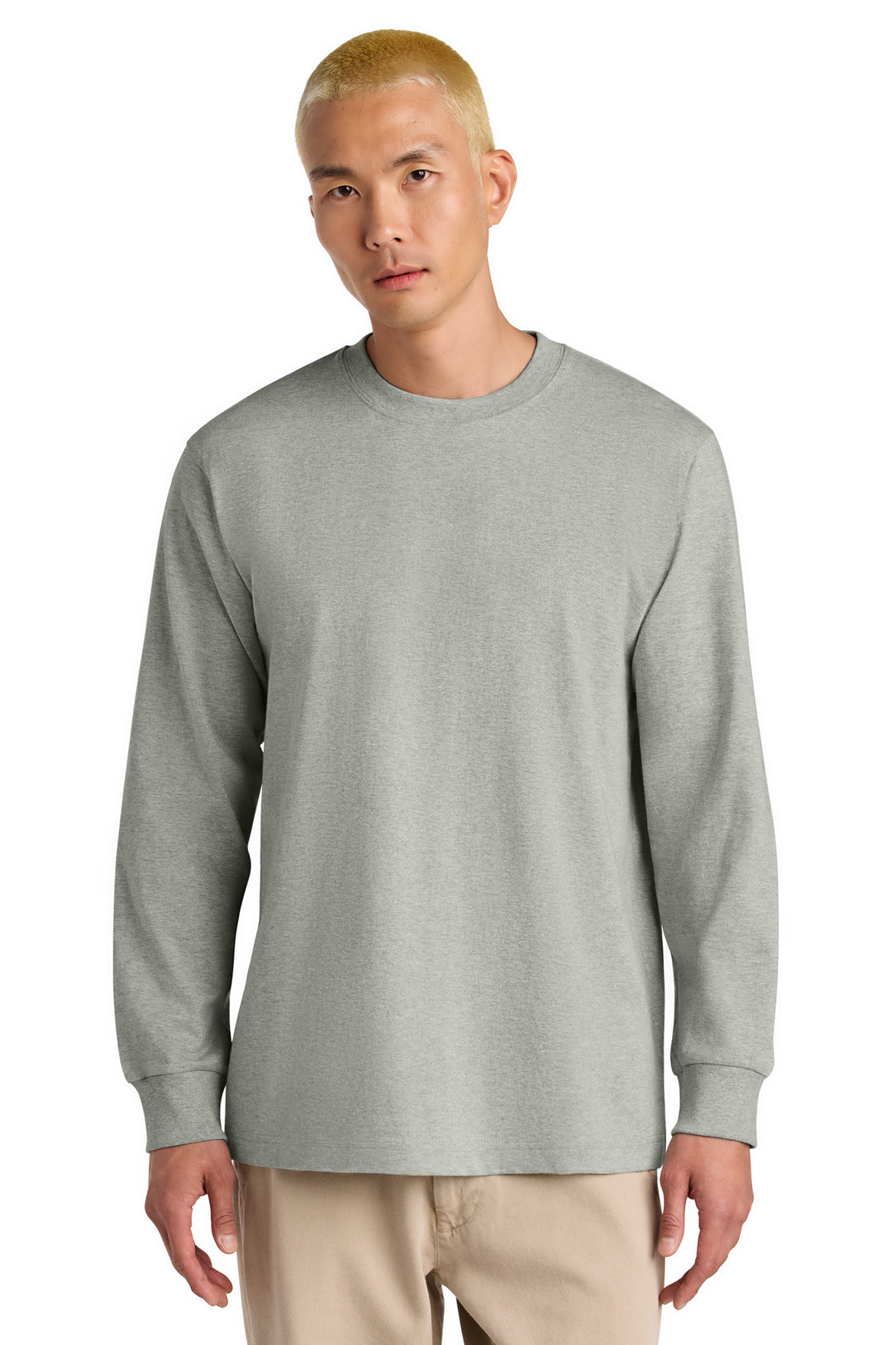 Front View of HthrGrey Stanley/Stella Unisex Freestyler Heavyweight Long Sleeve Tee SXU023