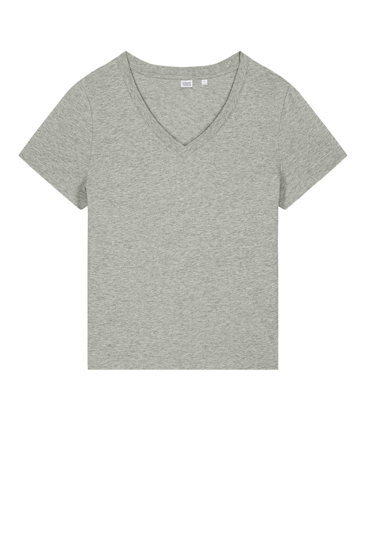 Front View of HthrGrey Stanley/Stella Women's Stella Isla V-Neck Tee SXW032