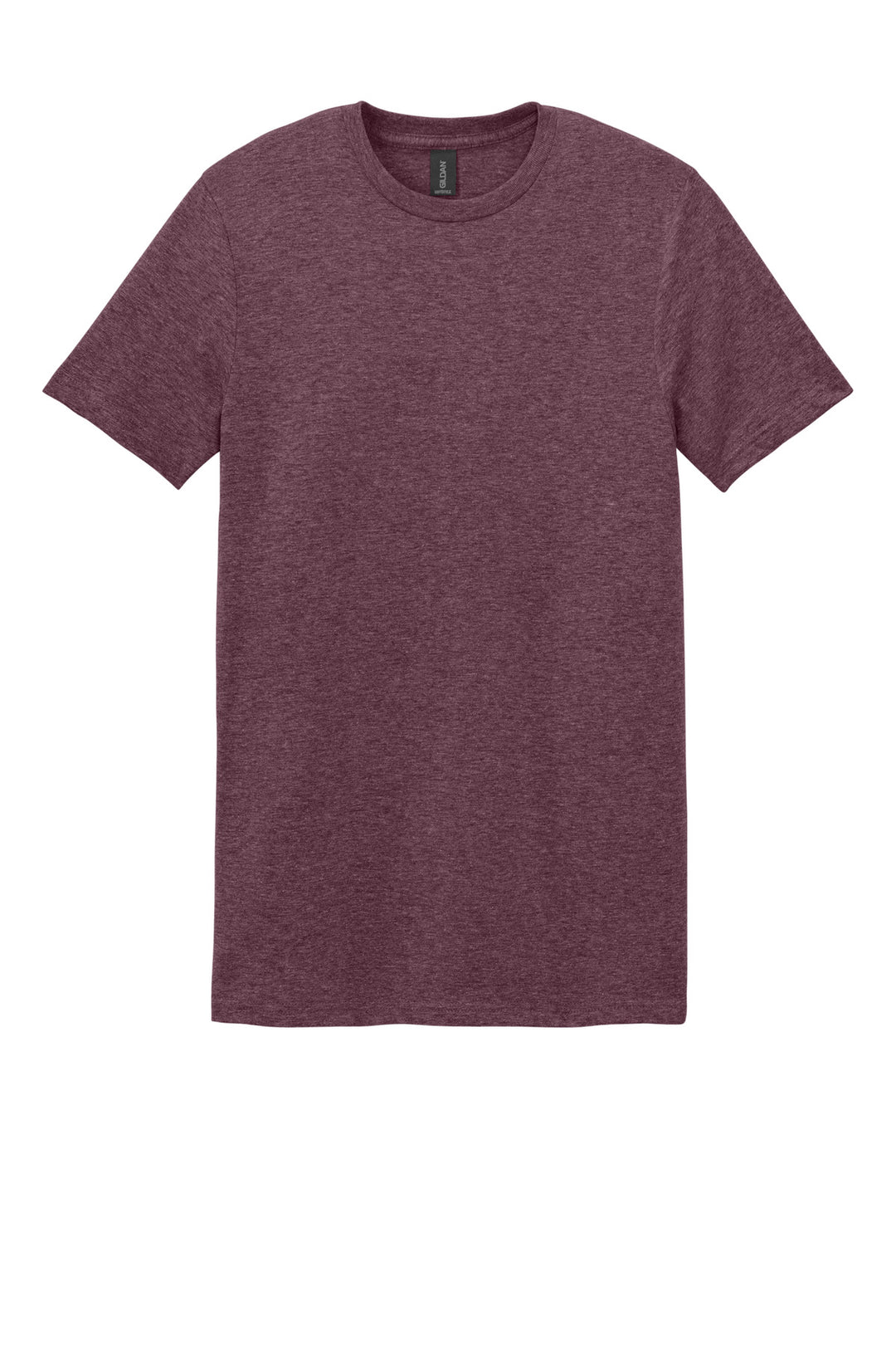 Front View of HthrMaroon Gildan Softstyle T-Shirt. 64000