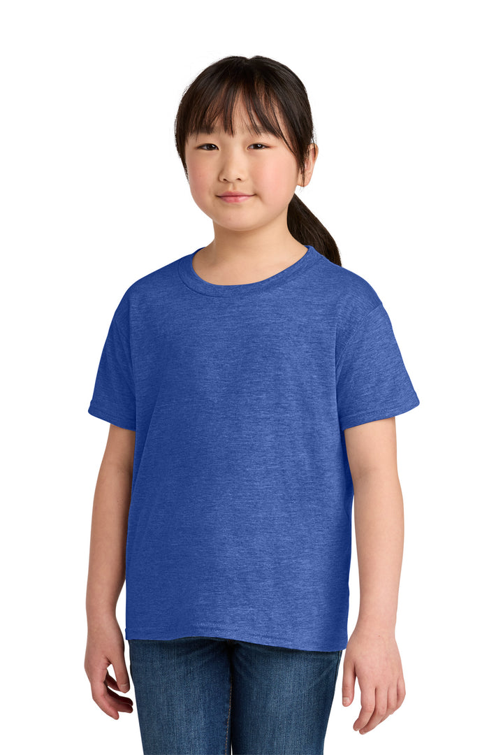 Front View of HthrRoyal Gildan Youth Softstyle T-Shirt 64000B