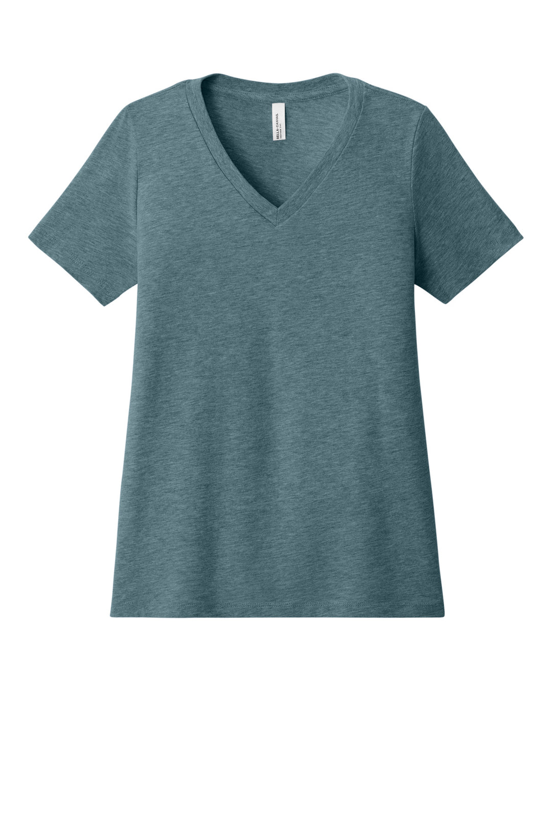 Front View of HthrSlate BELLA+CANVAS Women's Relaxed Heather CVC V-Neck Tee BC6405CVC