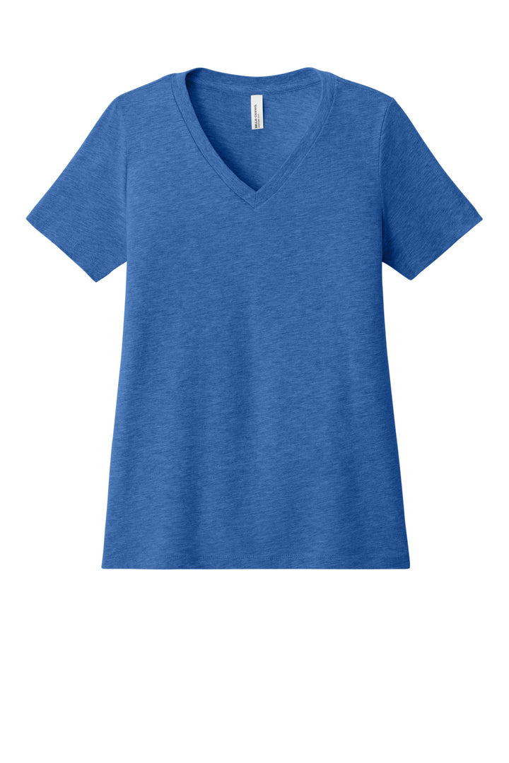 Front View of HthrTRRoy BELLA+CANVAS Women's Relaxed Heather CVC V-Neck Tee BC6405CVC