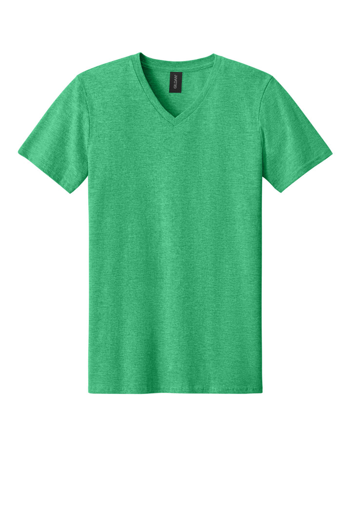 Front View of HtIrishGn Gildan Softstyle V-Neck T-Shirt. 64V00