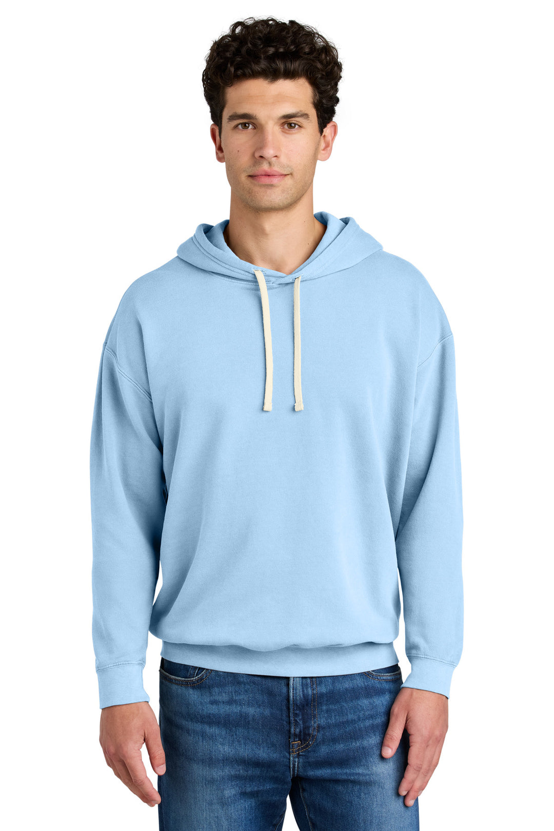 Front View of Hydrangea Comfort Colors Lightweight Hooded Sweatshirt 1467