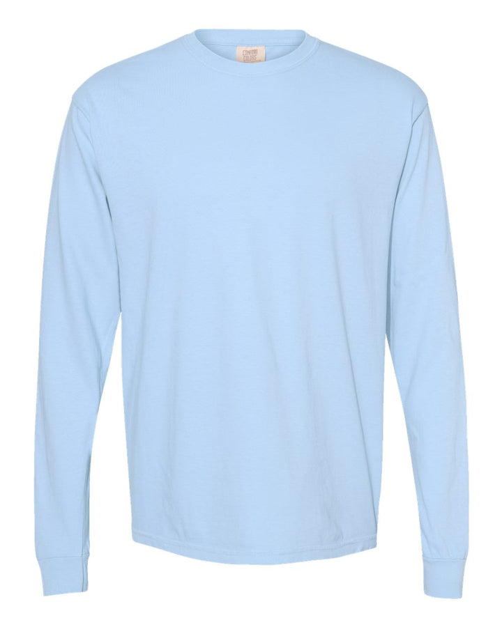 Front View of Hydrangea Garment-Dyed Heavyweight Long Sleeve T-Shirt - 6014