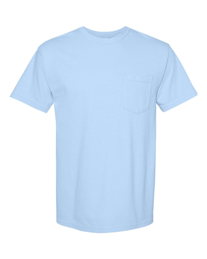 Front View of Hydrangea Garment-Dyed Heavyweight Pocket T-Shirt - 6030