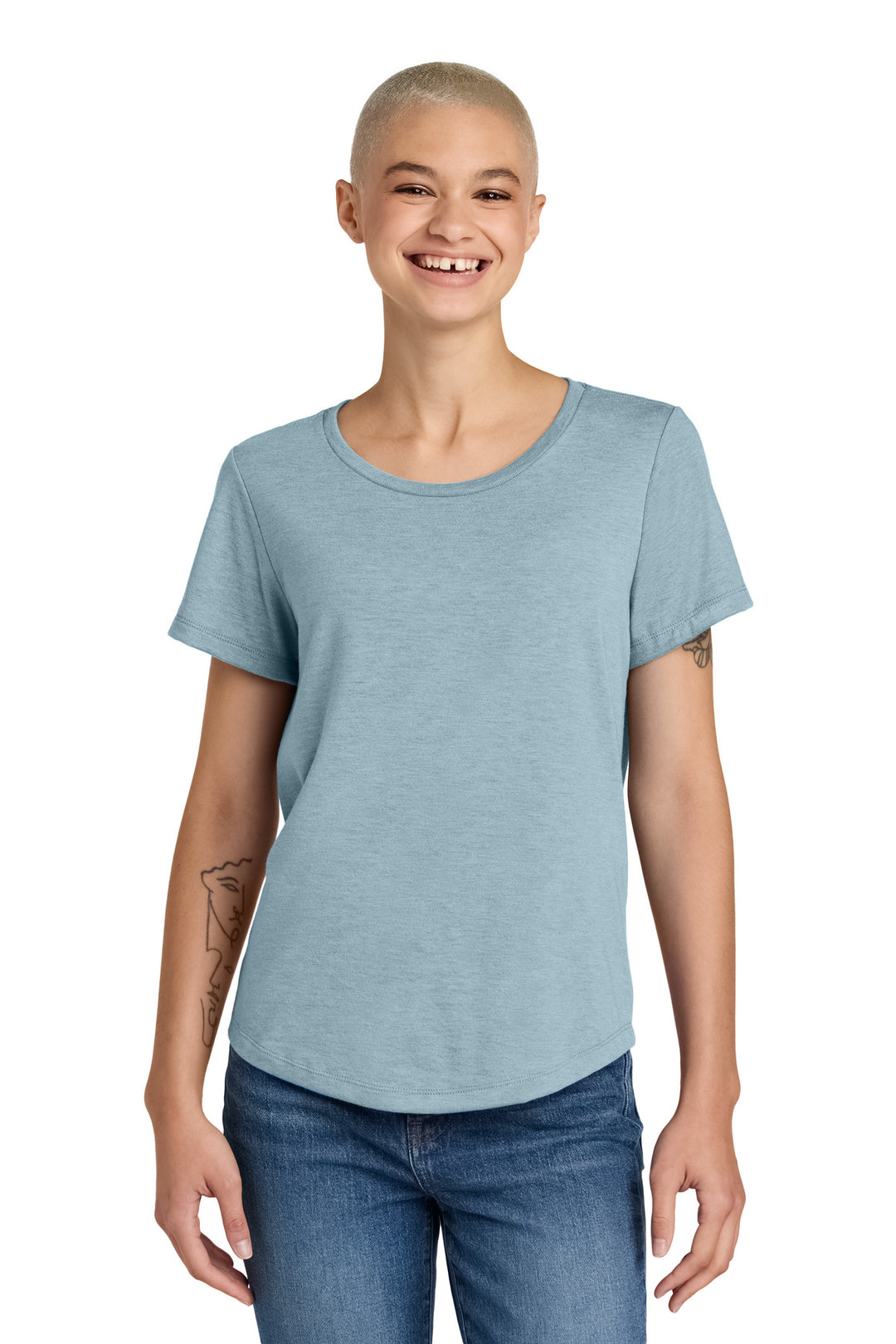 Front View of ILikeUBlue Allmade Women's Relaxed Tri-Blend Scoop Neck Tee AL2015