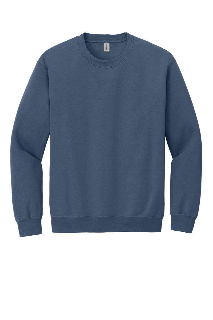 Front View of Indigo Blue Gildan Heavy Blend Crewneck Sweatshirt. 18000
