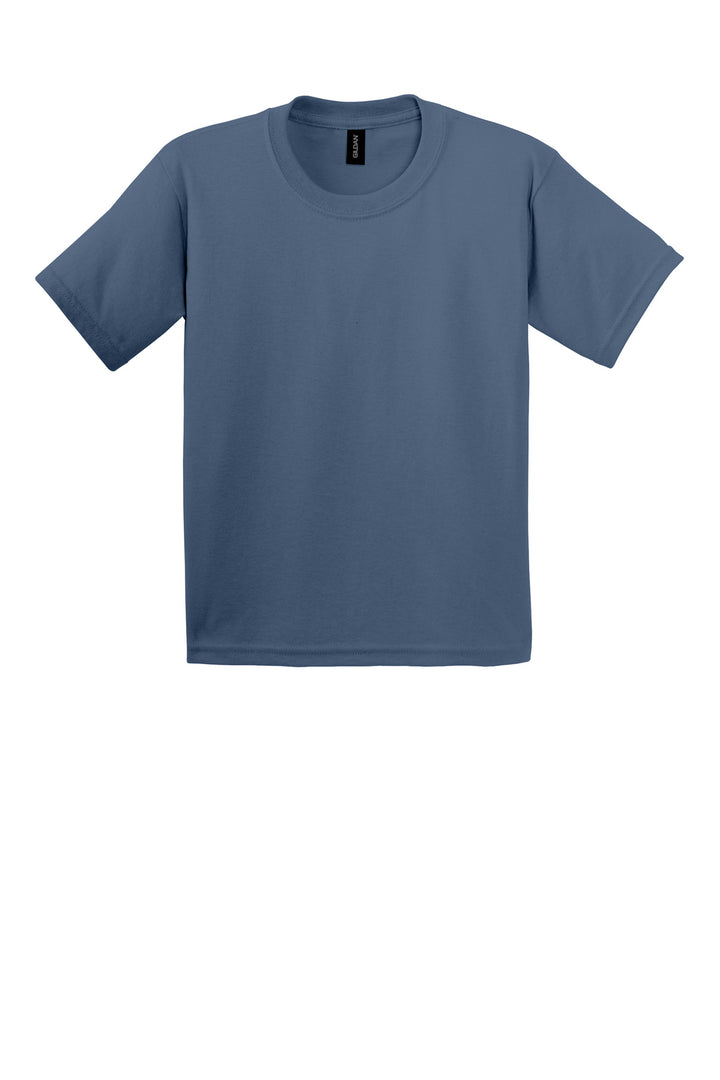Front View of Indigo Blue Gildan - Youth Ultra Cotton 100% US Cotton T-Shirt. 2000B