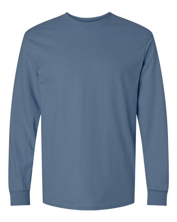 Front View of Indigo Blue Ultra Cotton® Long Sleeve T-Shirt - 2400
