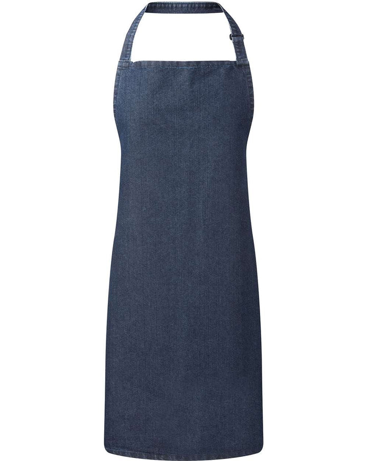 Front View of Indigo Denim Recycled Bib Apron - RP150
