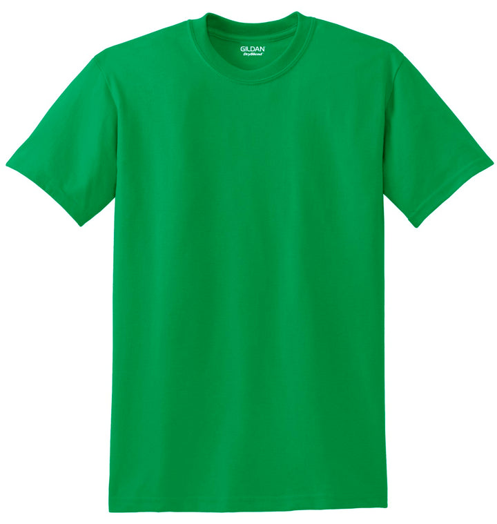 Front View of Irish Green Gildan DryBlend 50 Cotton/50 Poly T-Shirt. 8000