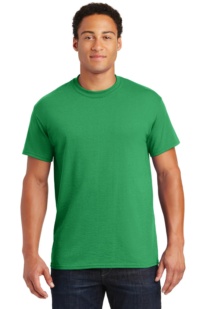 Front View of Irish Green Gildan DryBlend 50 Cotton/50 Poly T-Shirt. 8000