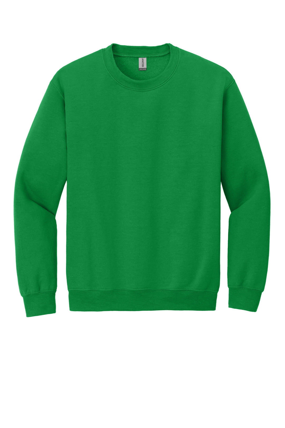 Front View of Irish Green Gildan Heavy Blend Crewneck Sweatshirt. 18000