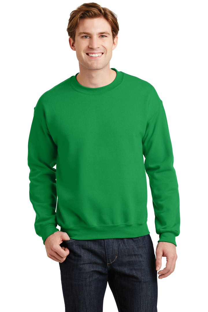 Front View of Irish Green Gildan Heavy Blend Crewneck Sweatshirt. 18000
