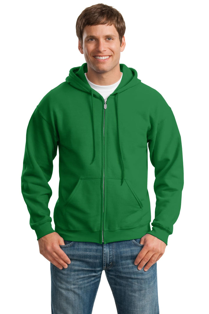 Front View of Irish Green Gildan - Heavy Blend Full-Zip Hooded Sweatshirt. 18600