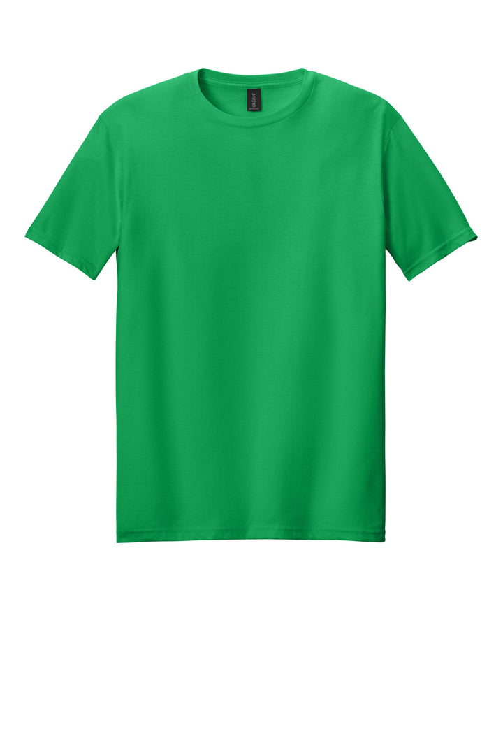 Front View of Irish Green Gildan Softstyle T-Shirt. 64000