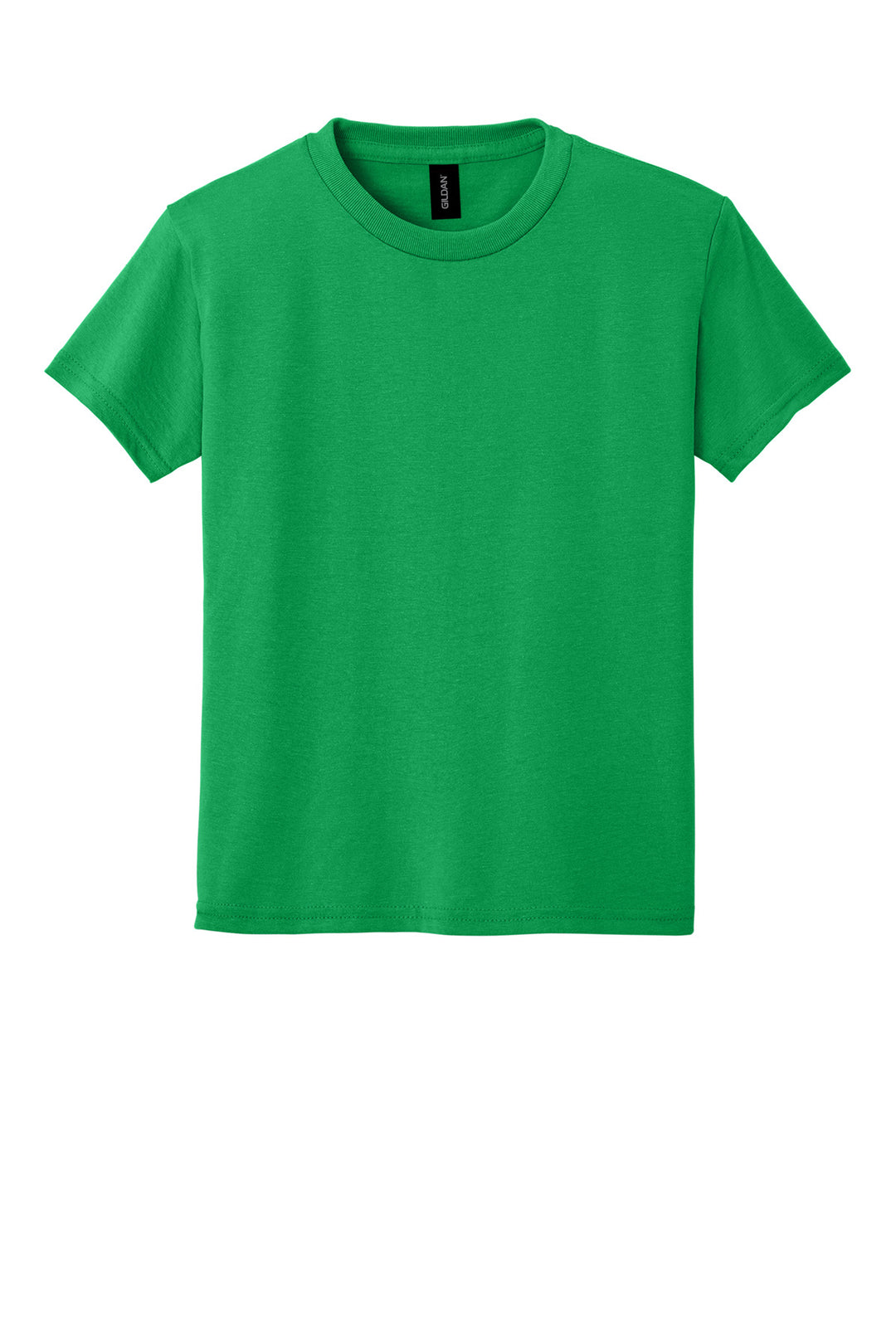 Front View of Irish Green Gildan Youth DryBlend 50 Cotton/50 Poly T-Shirt. 8000B