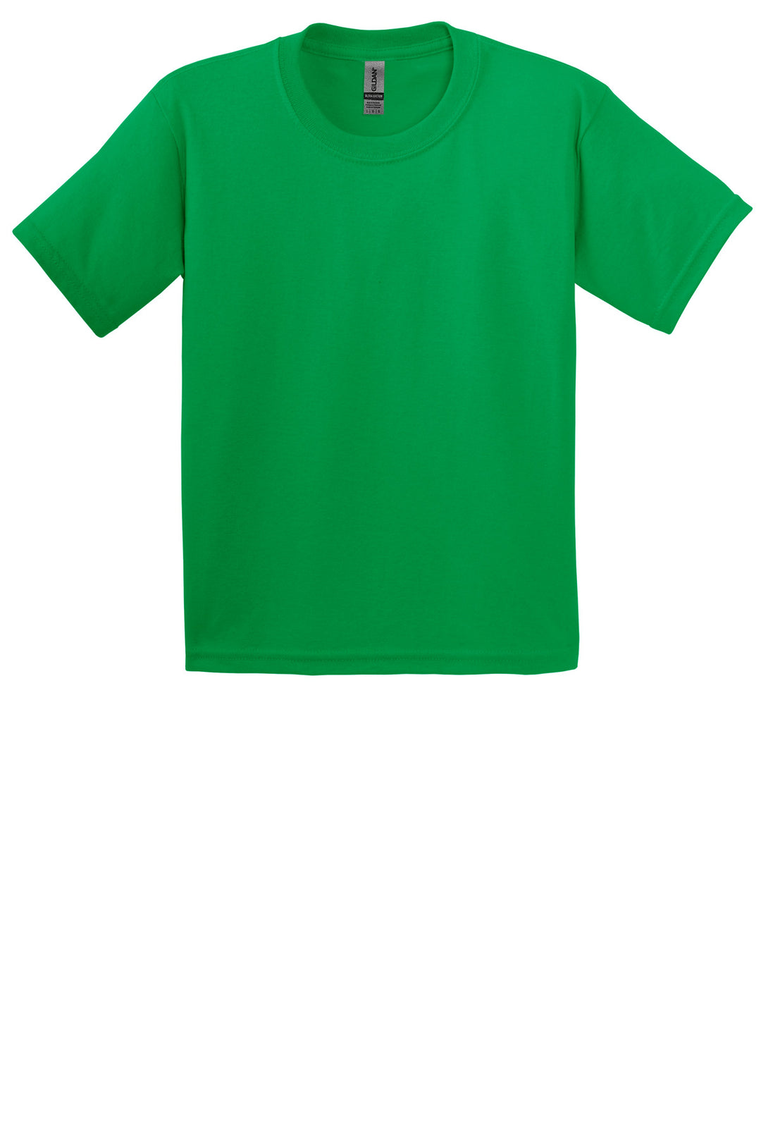 Front View of Irish Green Gildan - Youth Ultra Cotton 100% US Cotton T-Shirt. 2000B