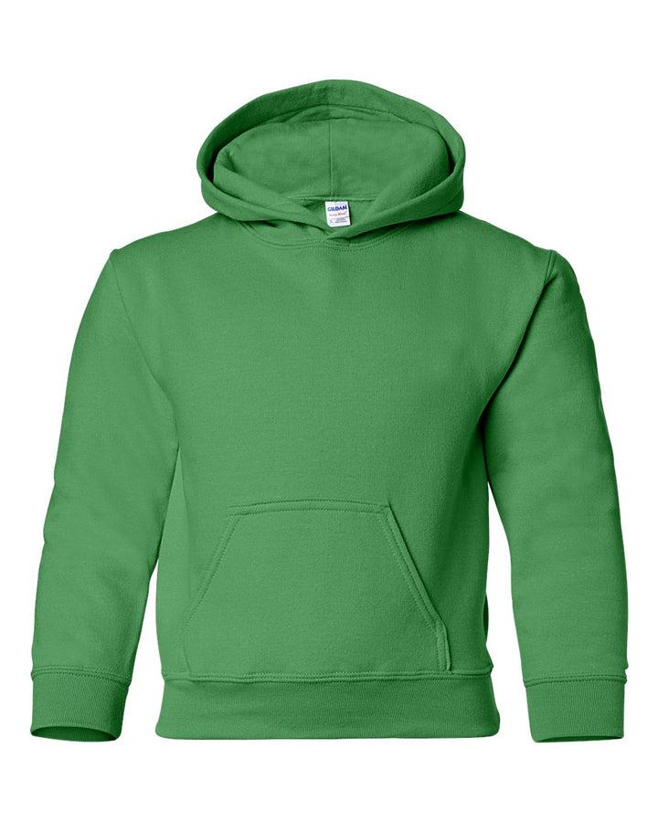 Front View of Irish Green Heavy Blend™ Youth Hooded Sweatshirt - 18500B