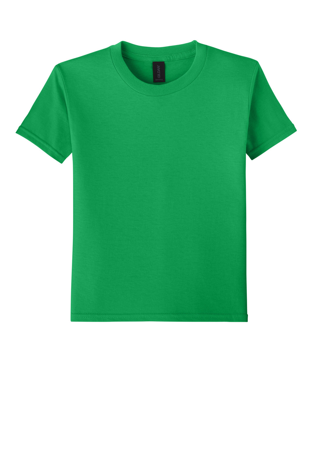 Front View of IrishGreen Gildan Youth Softstyle T-Shirt 64000B