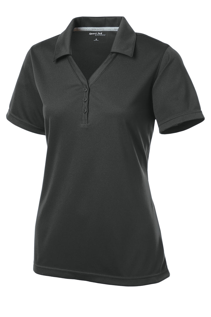 Front View of Iron Grey Sport-Tek Women's PosiCharge Micro-Mesh Polo. LST680