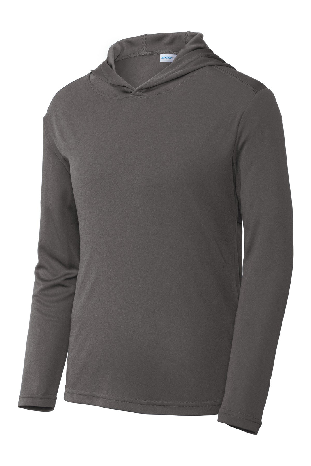 Front View of Iron Grey Sport-Tek Youth PosiCharge Competitor Hooded Pullover. YST358