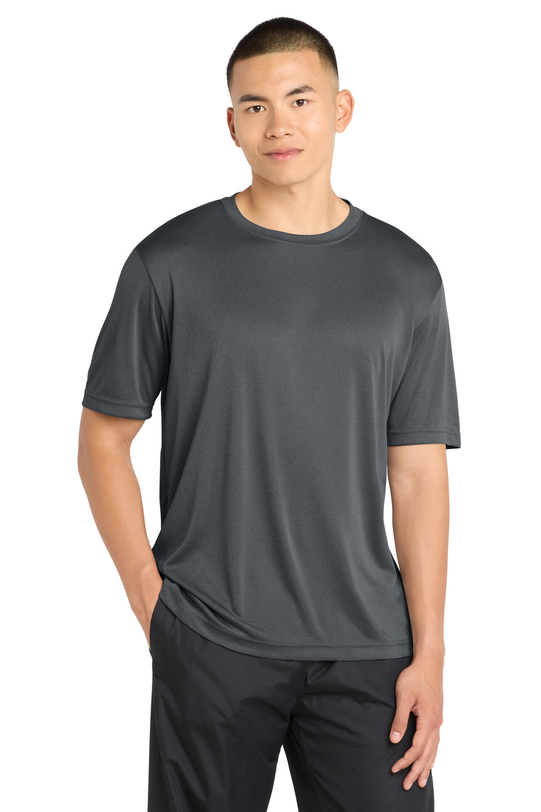 Front View of IronGreyHt Sport-Tek PosiCharge Competitor Tee. ST350
