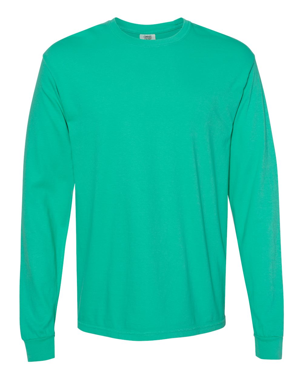 Front View of Island Green Garment-Dyed Heavyweight Long Sleeve T-Shirt - 6014