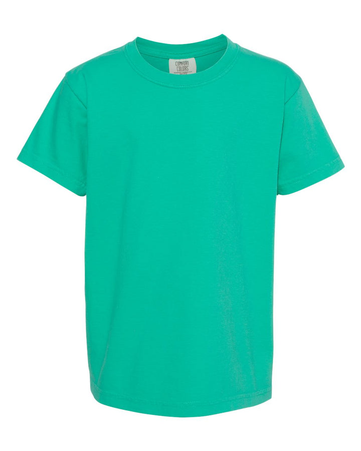 Front View of Island Green Garment-Dyed Youth Heavyweight T-Shirt - 9018