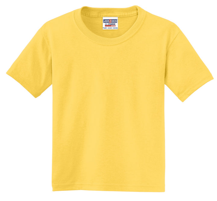 Front View of Island Yellow Jerzees - Youth Dri-Power 50/50 Cotton/Poly T-Shirt. 29B