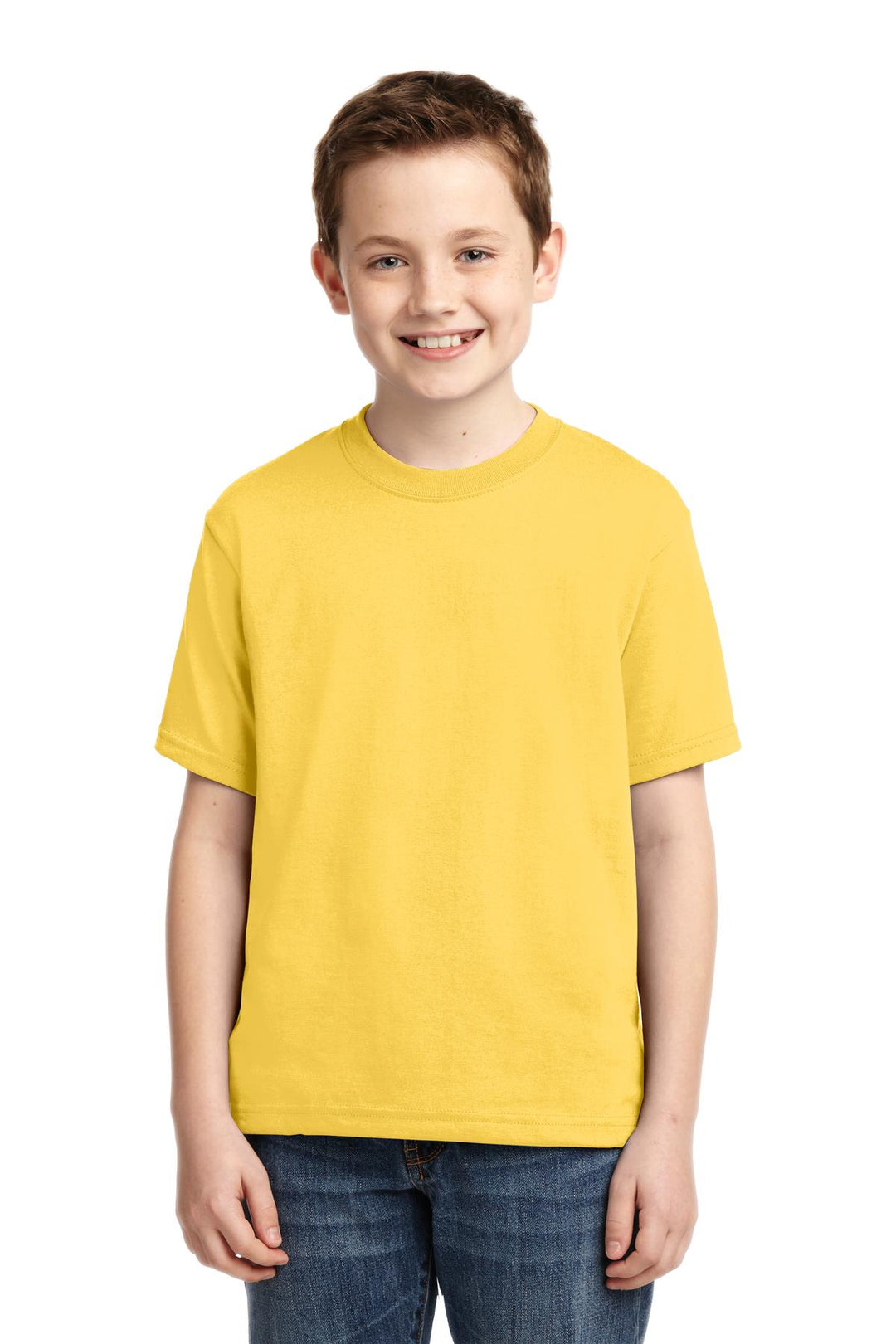 Front View of Island Yellow Jerzees - Youth Dri-Power 50/50 Cotton/Poly T-Shirt. 29B